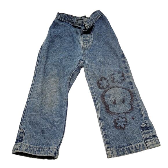 Vintage Tweety Bird Baby Looney Tunes Girl's Denim Jeans Size 24 Months 90's - Picture 1 of 8